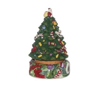 Spode Porcelain Christmas Tree Musical Centerpiece Plays "Deck The Halls"